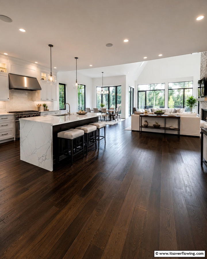 Open Concept Kitchens - 25 Kitchen With Dark Wood Floors Ideas for Elegance