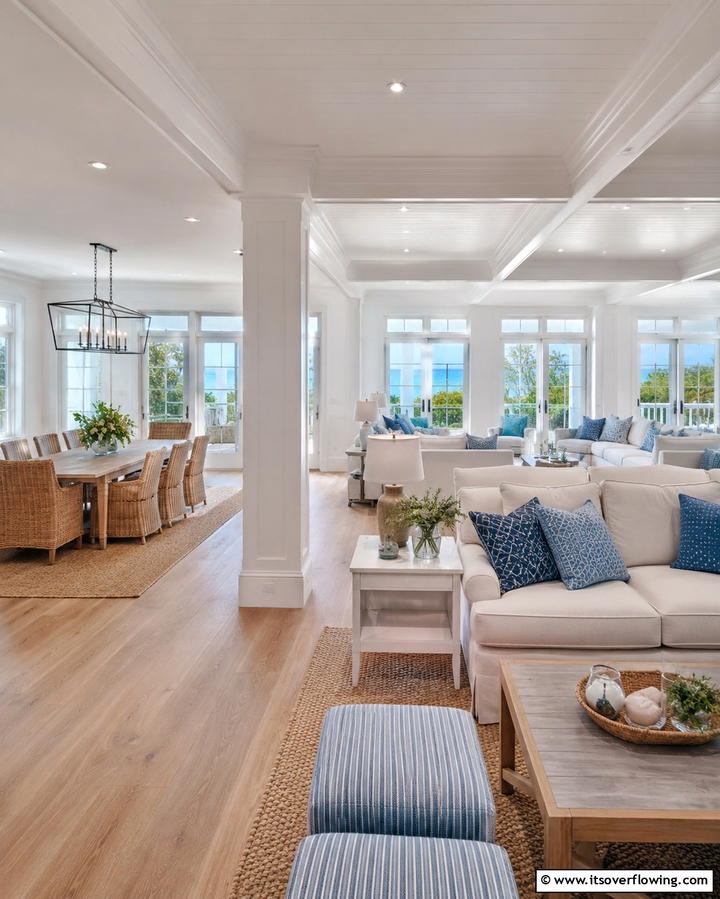 Open Concept Layouts - 30 Hamptons Living Room Ideas for Coastal-Inspired Elegance