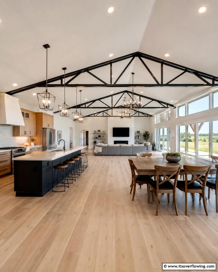Open Concept Spaces - 30 Barndominium Interior Ideas for Spacious Living Designs