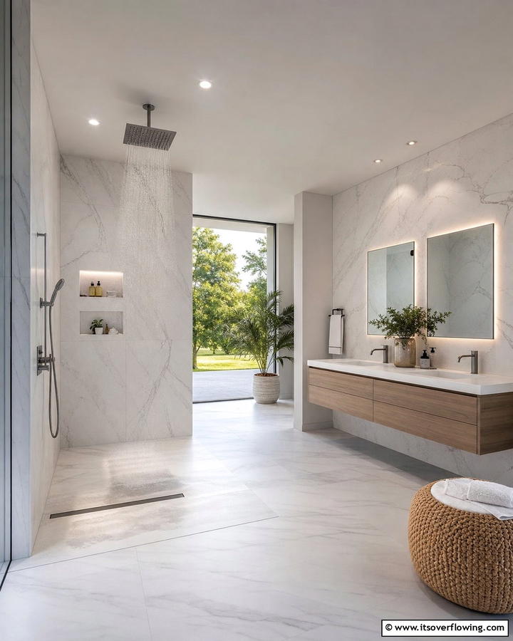 Open Concept Walk In - 21 Bathroom Shower Ideas to Upgrade Your Daily Routine