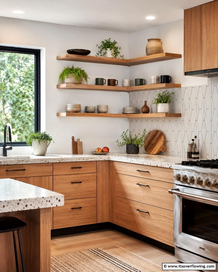 Open Corner Shelves - 20 Kitchen Corner Ideas to Maximize Your Space