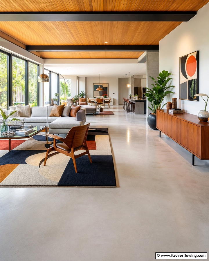 Open Floor Layouts - 21 Mid-Century Modern Living Room Ideas- Timeless Style
