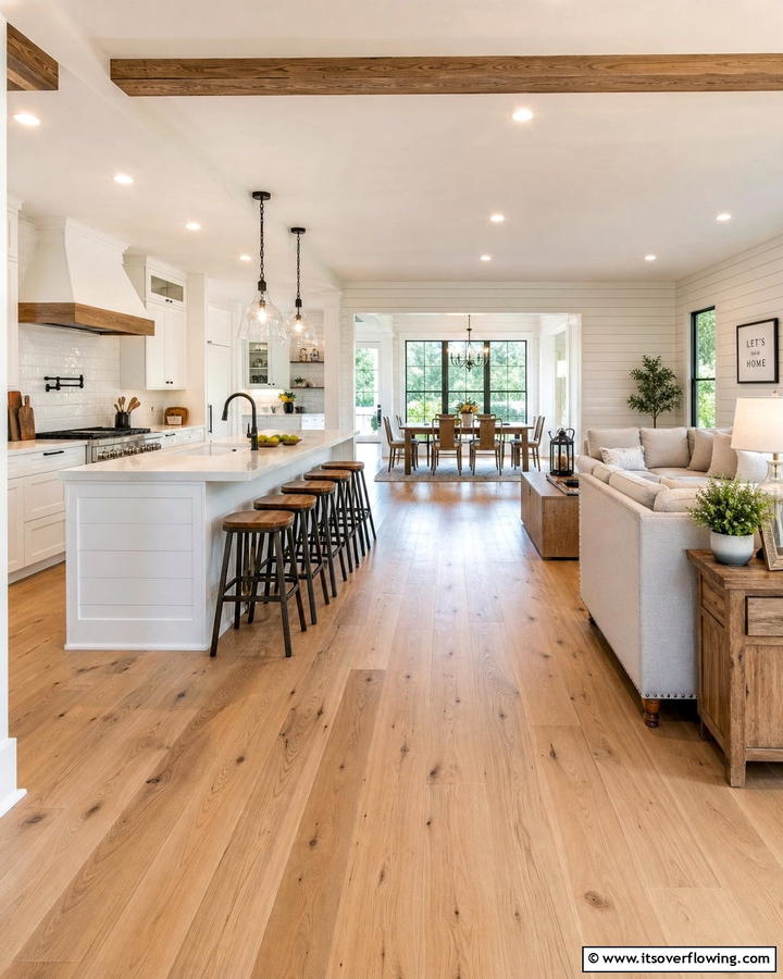 Open Floor Plan Functionality - 21 Farmhouse Kitchen Ideas for a Cozy, Timeless Look