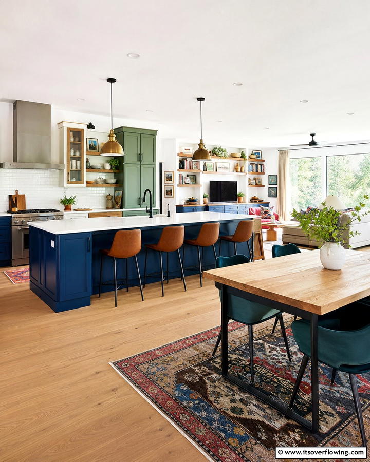 Open Floor Plan Fusion - 30 Eclectic Kitchen Ideas for Bold Design Lovers