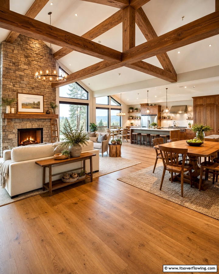Open Floor Plan Layout - 20 Cabin Living Room Ideas for Cozy Comfort
