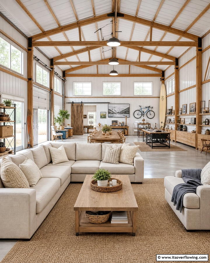 Open Floor Plan - 25 Pole Barn Interior Ideas for a Versatile Space