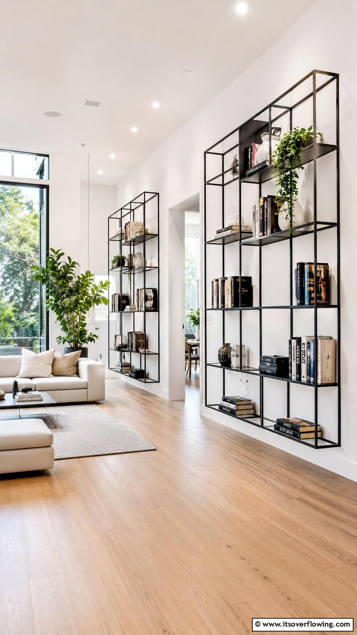 Open Frame Shelves for Airy Ambiance - 30 Bookshelf Organization Ideas for Stylish Order