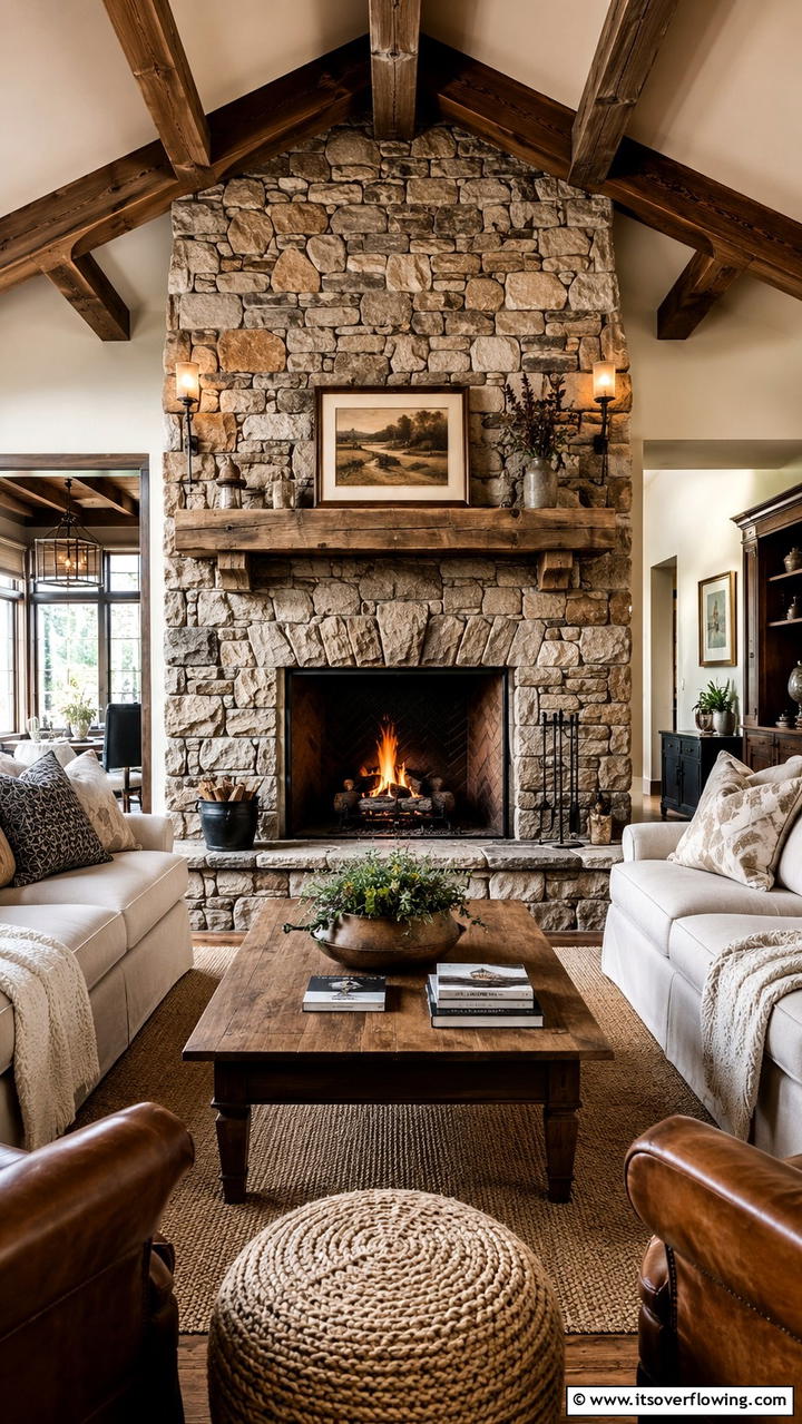 Open Hearth Concept - 30 Farmhouse Fireplace Ideas for Cozy Living Spaces