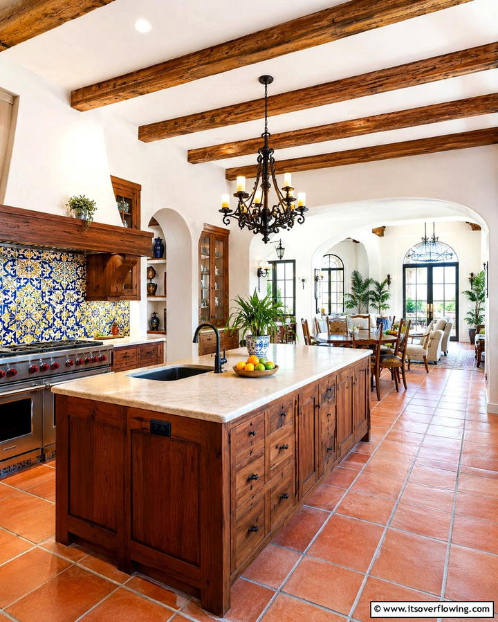 Open Kitchen Concept with Rustic Charm - 30 Spanish Style Kitchen Ideas for Old-World Elegance