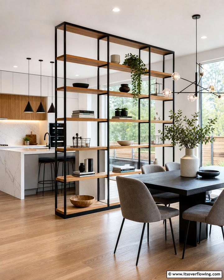 Open Shelves as Room Dividers - 25 Open Shelving Kitchen Ideas for a Modern Look