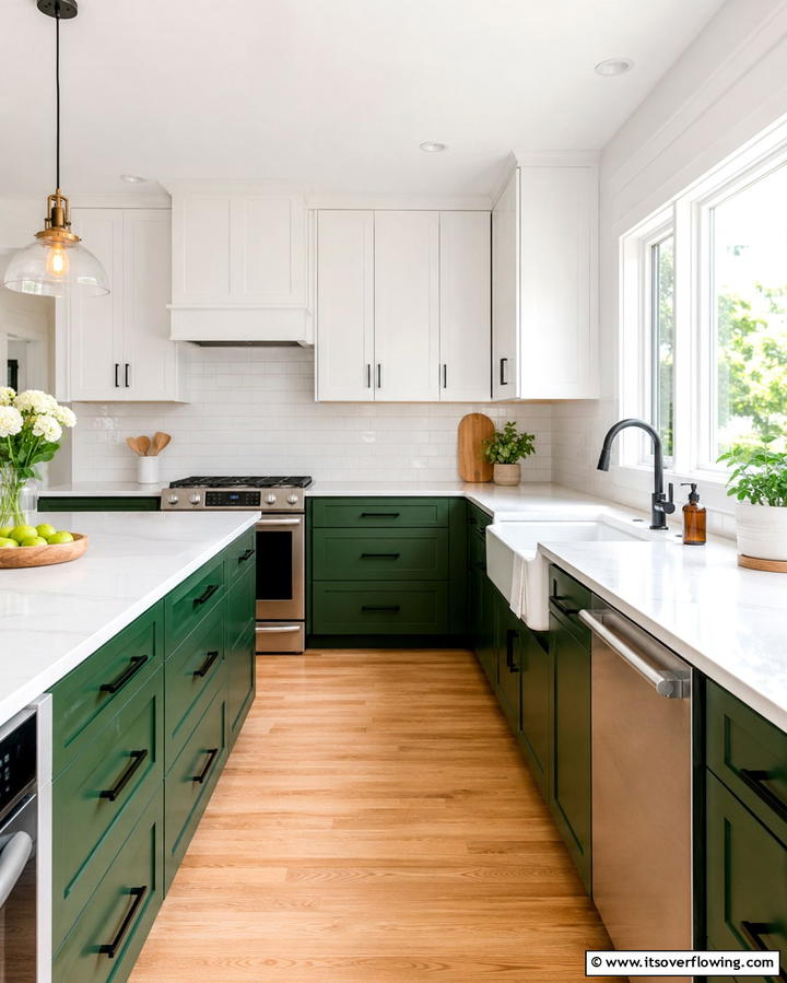 Open Shelves with Emerald Green Background - 25 Emerald Green Kitchen Ideas for Bold Style