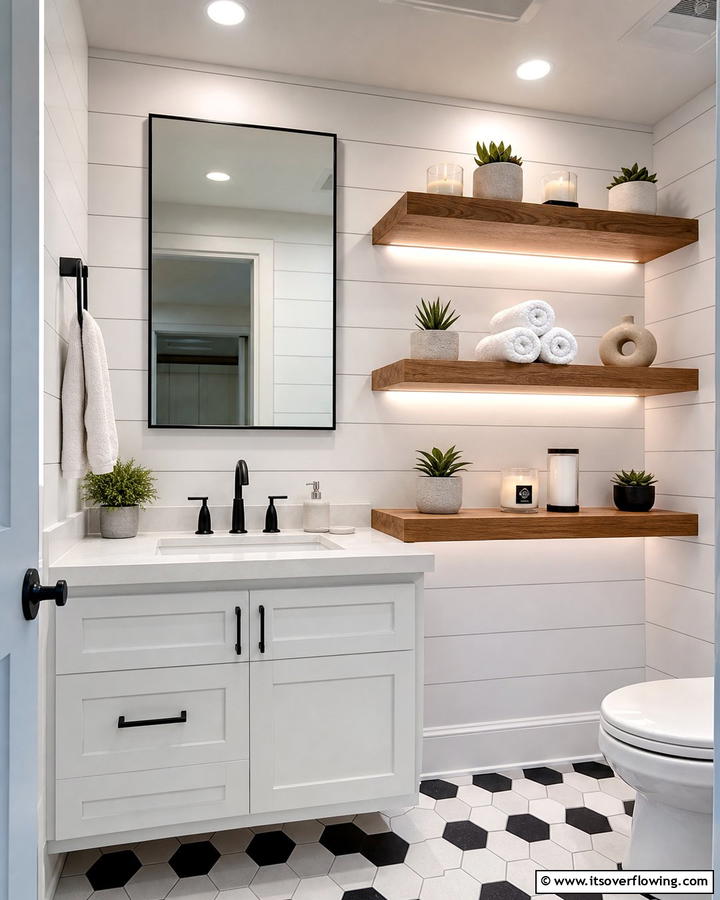 Open Shelving - 20 Eclectic Powder Room Ideas for a Unique Look
