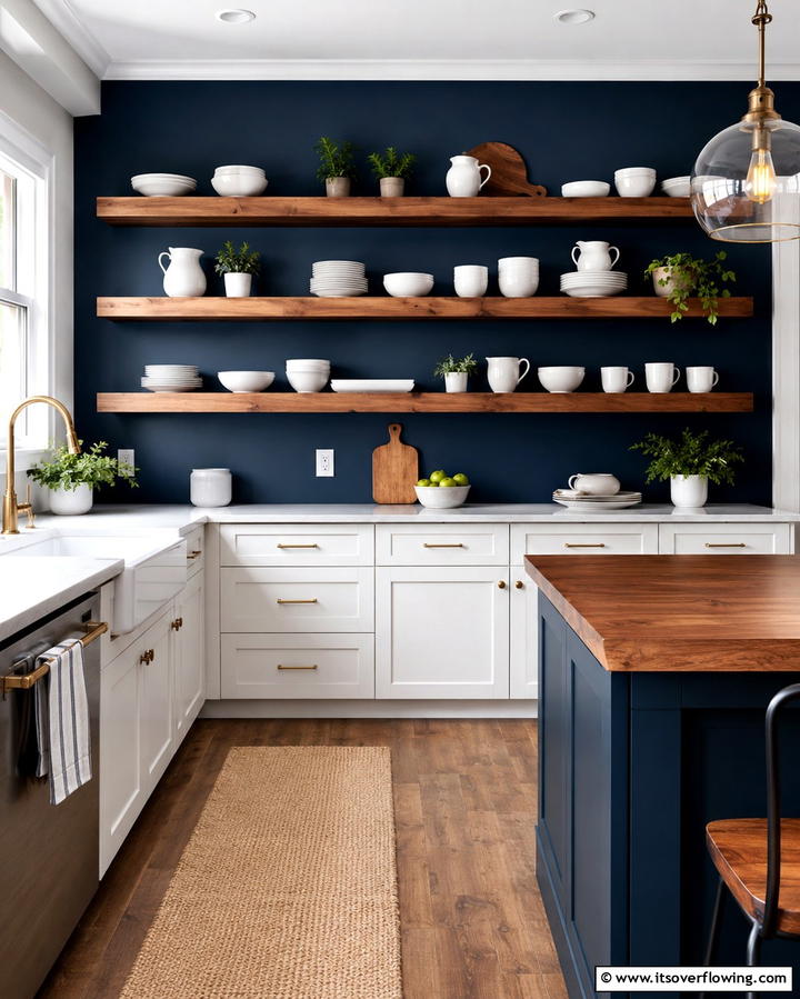 Open Shelving Backdrop - 25 Kitchen Accent Wall Ideas for a Stylish Upgrade