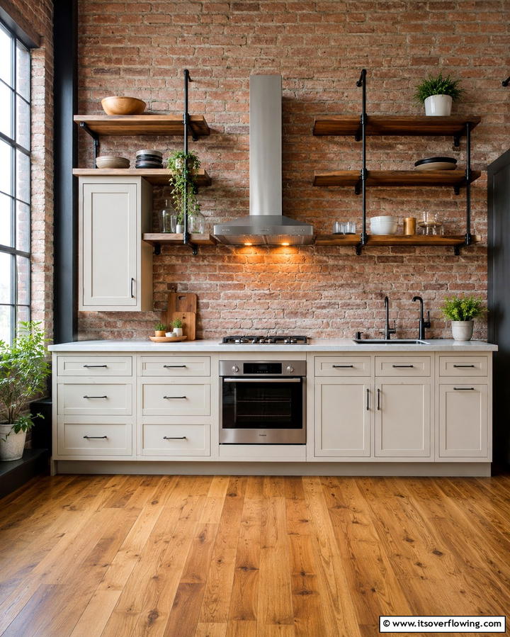 Open Shelving Combos for a Modern Twist - 25 Off-white Kitchen Cabinets for a Timeless Look