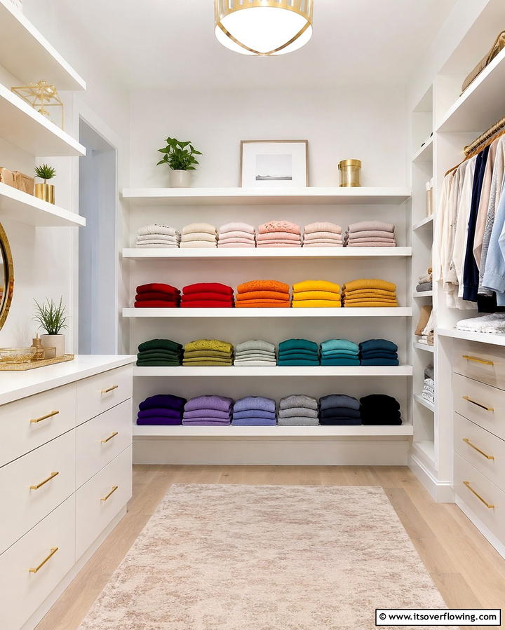 Open Shelving Display - 20 Sweater Storage Ideas to Organize Your Wardrobe