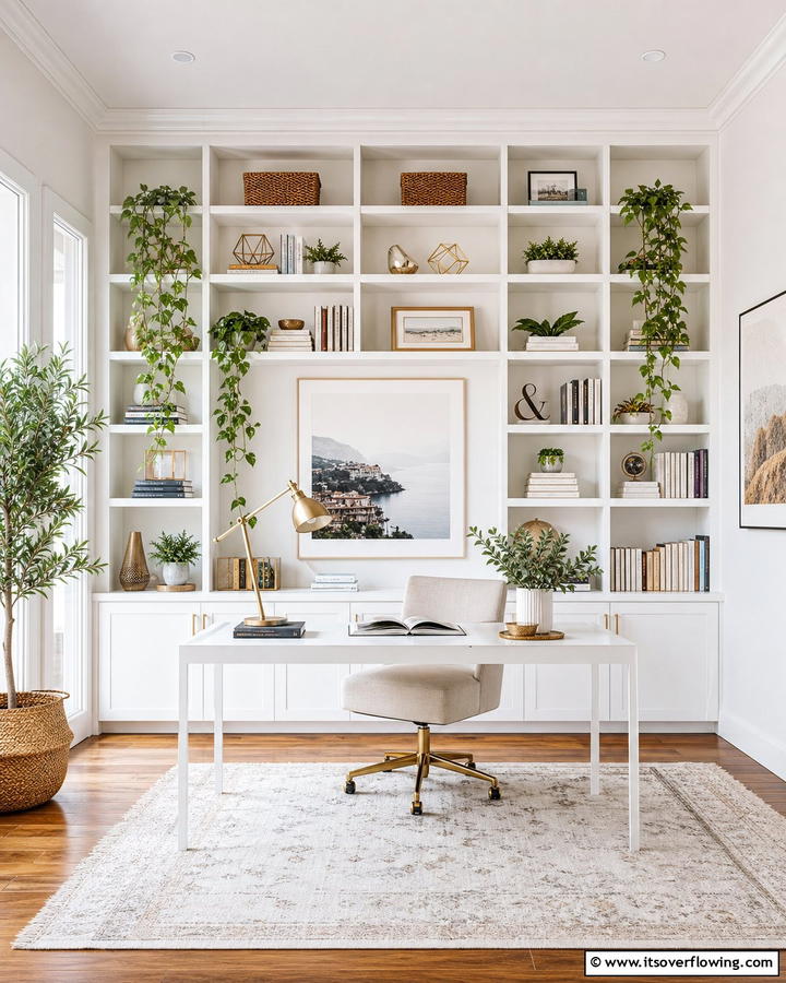 Open Shelving Display - 21 Home Office Decor Ideas for Productivity and Style
