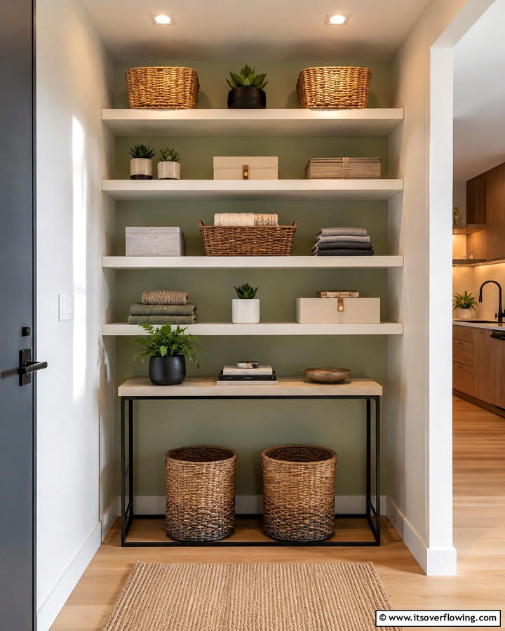 Open Shelving Display - 25 Entryway Closet Ideas to Maximize Storage and Style