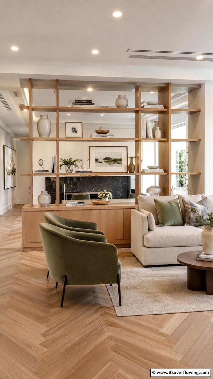 Open Shelving Display - 30 Half Wall Ideas- Modern Room Dividers & Design Tricks