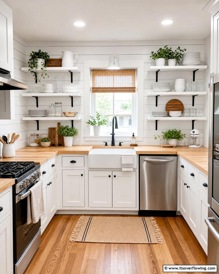 Open Shelving Display Techniques - 21 Small Kitchen Ideas on a Budget for Maximized Space