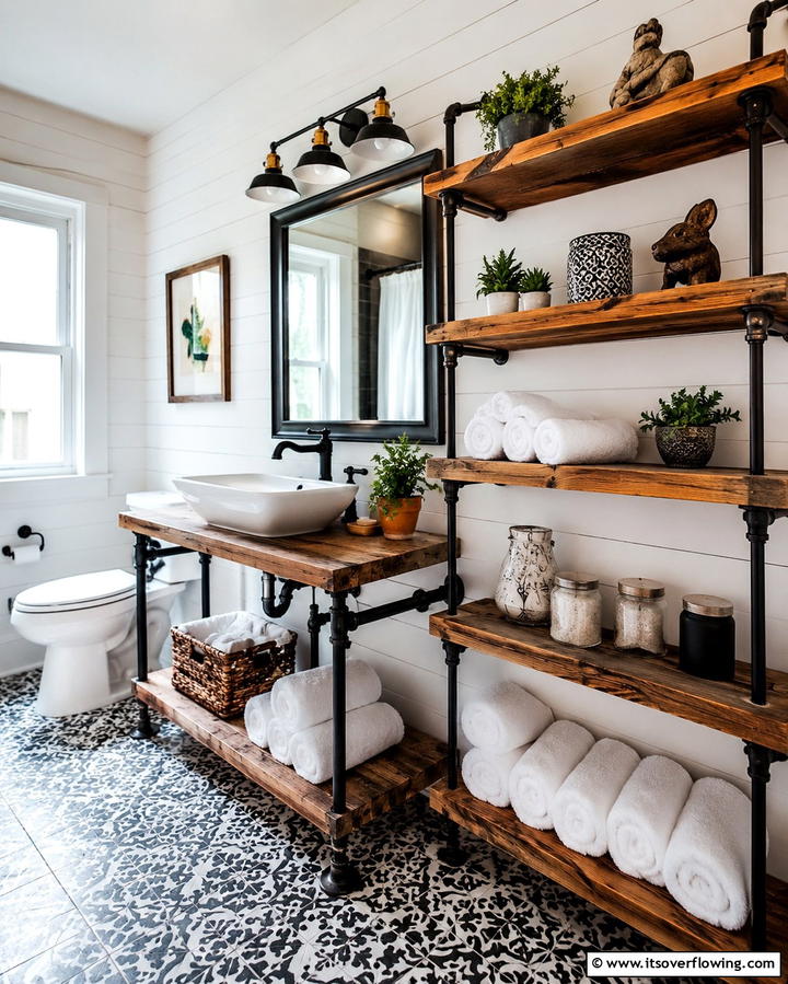 Open Shelving Displays - 25 Eclectic Bathroom Ideas for a Unique and Personalized Space
