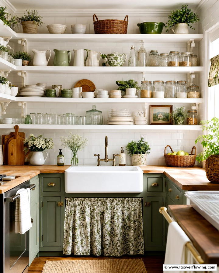 Open Shelving DisplaysExact - 25 Cottage Decorating Ideas- Charming & Timeless Designs