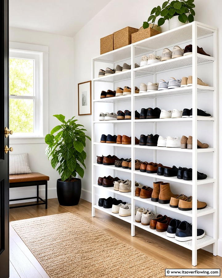 Open Shelving Units - 25 Entryway Shoe Storage Ideas to Keep Your Home Tidy