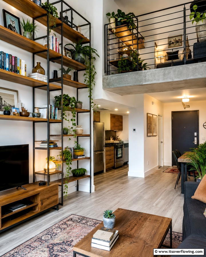 Open Shelving Units - 30 Industrial Living Room Ideas with Urban Charm
