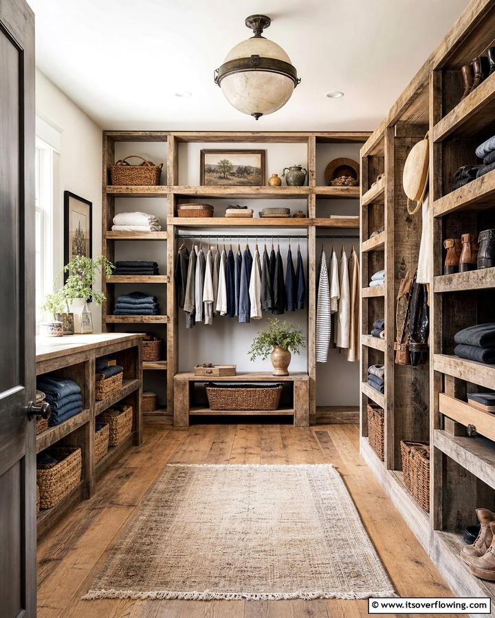 Open Shelving Units - 20 Rustic Closet Ideas for a Charming Storage Solution