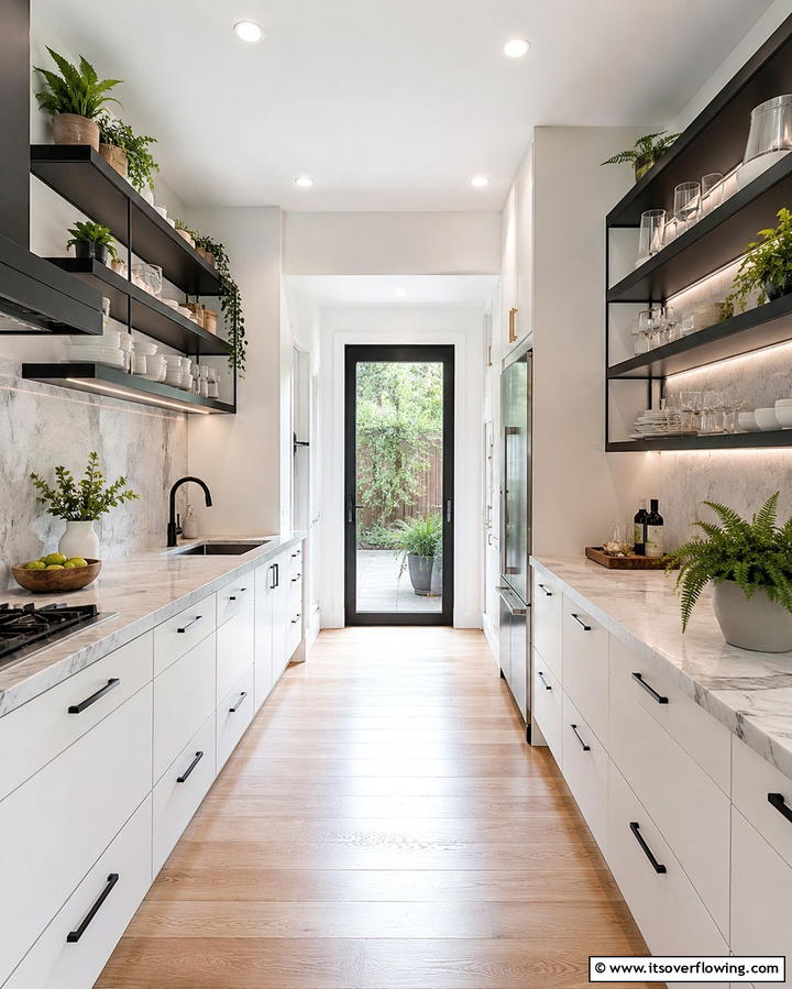 Open Shelving UnitsExact - 30 Parallel Modular Kitchen Designs for Efficient Cooking