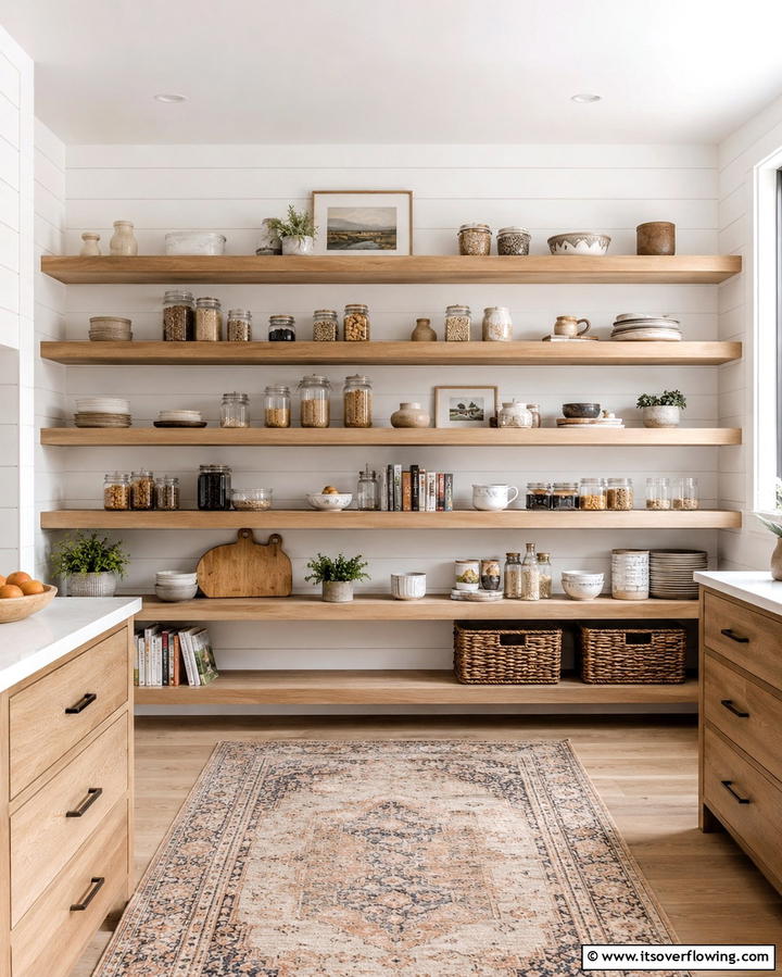 Open Shelving for Accessibility - 25 Pantry Shelving Ideas for Organized Kitchens