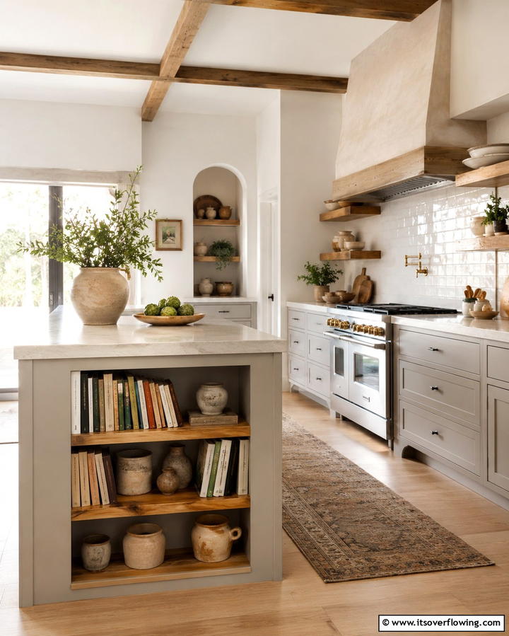 Open Shelving for CookbooksOne - 25 Smart Kitchen Island Storage Ideas for Organized Kitchens
