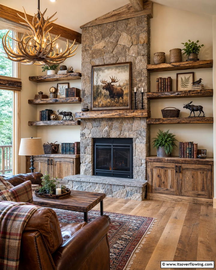 Open Shelving for Display - 25 Cabin Decor Ideas for a Cozy Retreat
