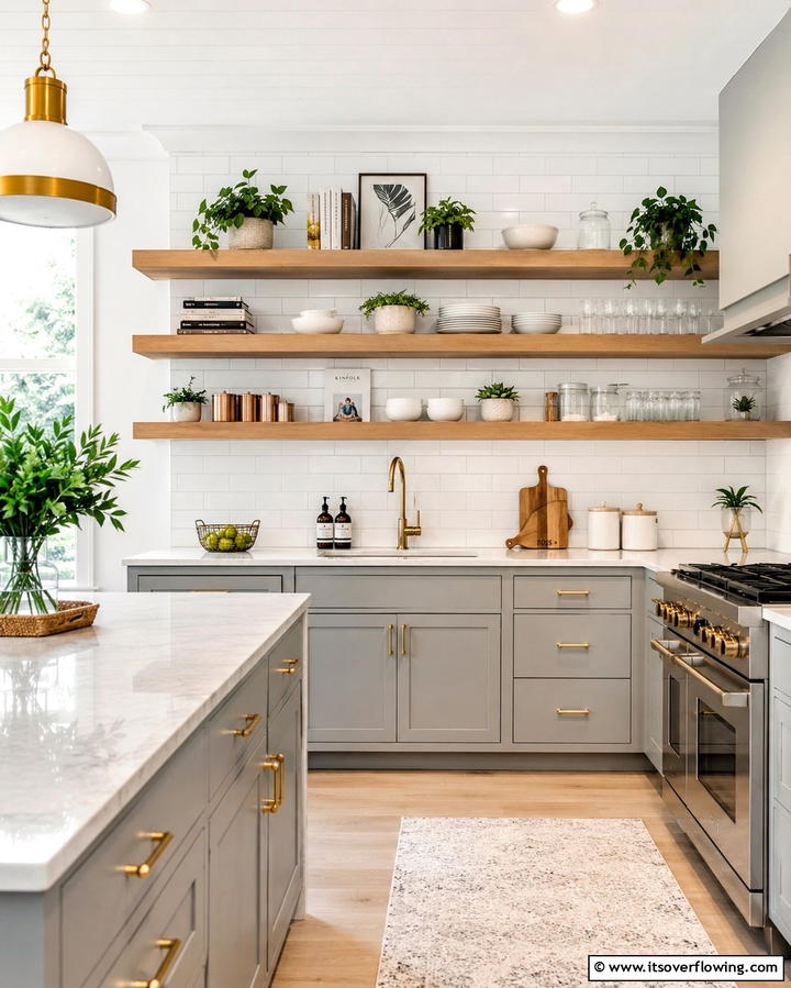 Open Shelving for Display - 25 Dream Kitchen Ideas for Your Perfect Cooking Space
