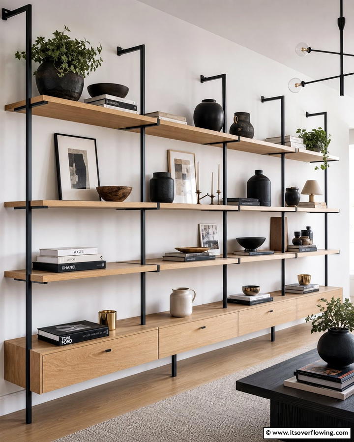 Open Shelving for Display - 25 Large Living Room Ideas for Spacious Comfort