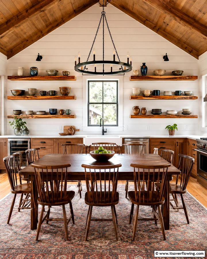 Open Shelving for Display - 25 Mountain House Kitchen Ideas for Rustic Charm