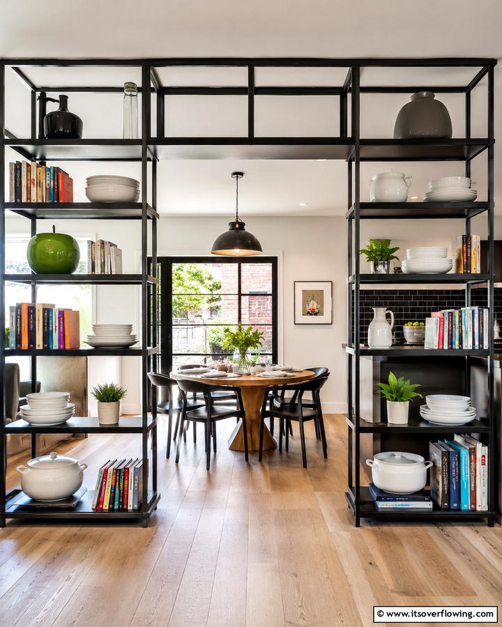 Open Shelving for Display and Accessibility - 25 Kitchen Diner Ideas for a Functional and Stylish Space