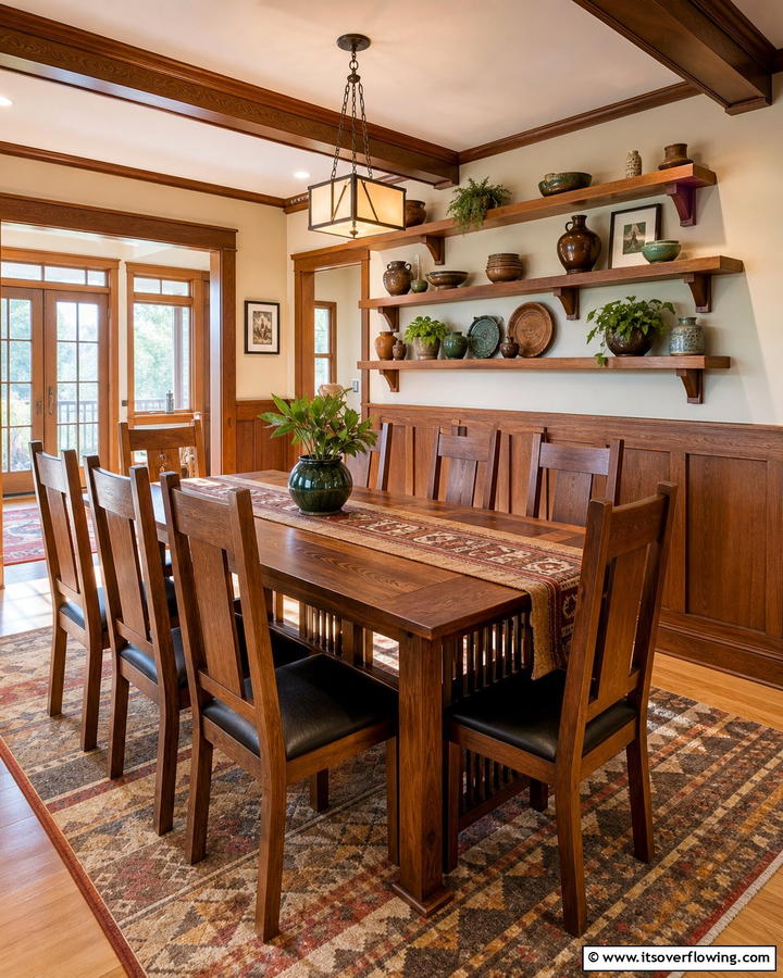 Open Shelving for Display and Convenience - 20 Craftsman Dining Room Ideas for a Timeless Look