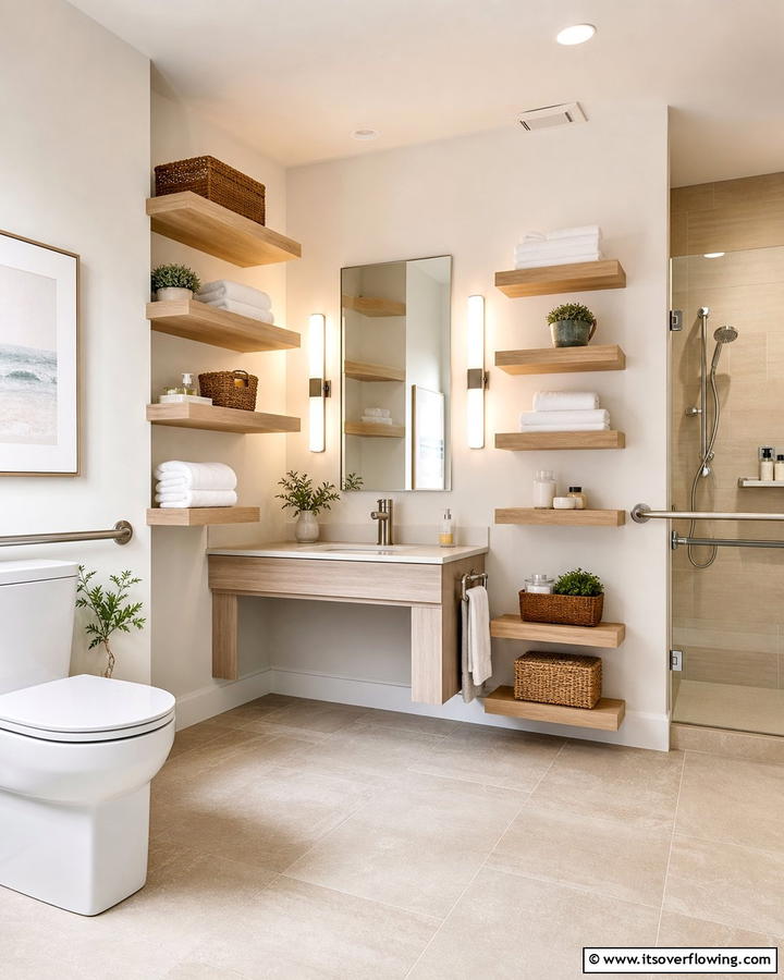 Open Shelving for Easy Access - 20 Handicap Bathroom Ideas for Accessibility