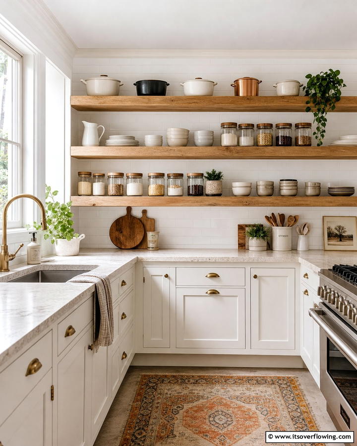 Open Shelving for Easy Access - 25 Practical Dirty Kitchen Ideas for Efficient Cooking Spaces