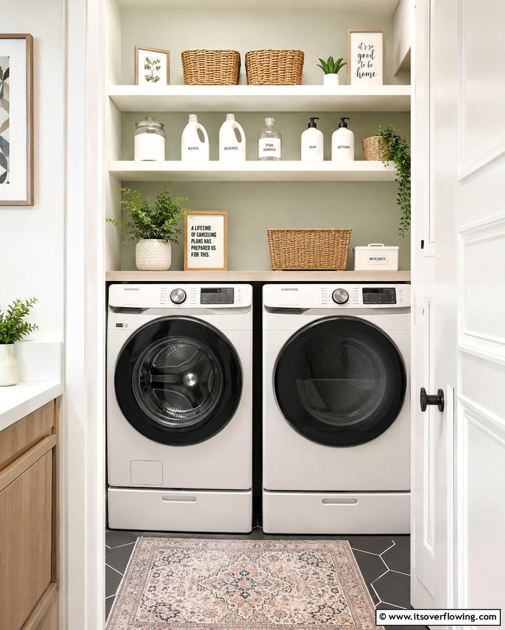 Open Shelving for Easy Access - 20 Stackable Laundry Room Ideas for Small Spaces
