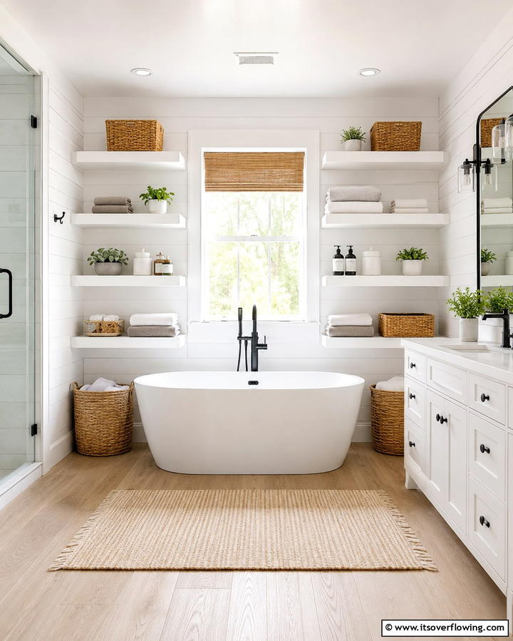 Open Shelving for Easy Access - 25 Bathroom Closet Ideas to Maximize Storage and Style