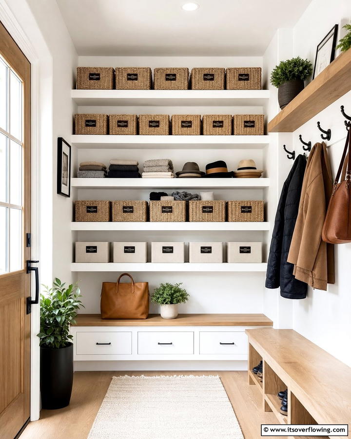 Open Shelving for Easy Access - 20 Coat Closet Ideas for Organized Entryways