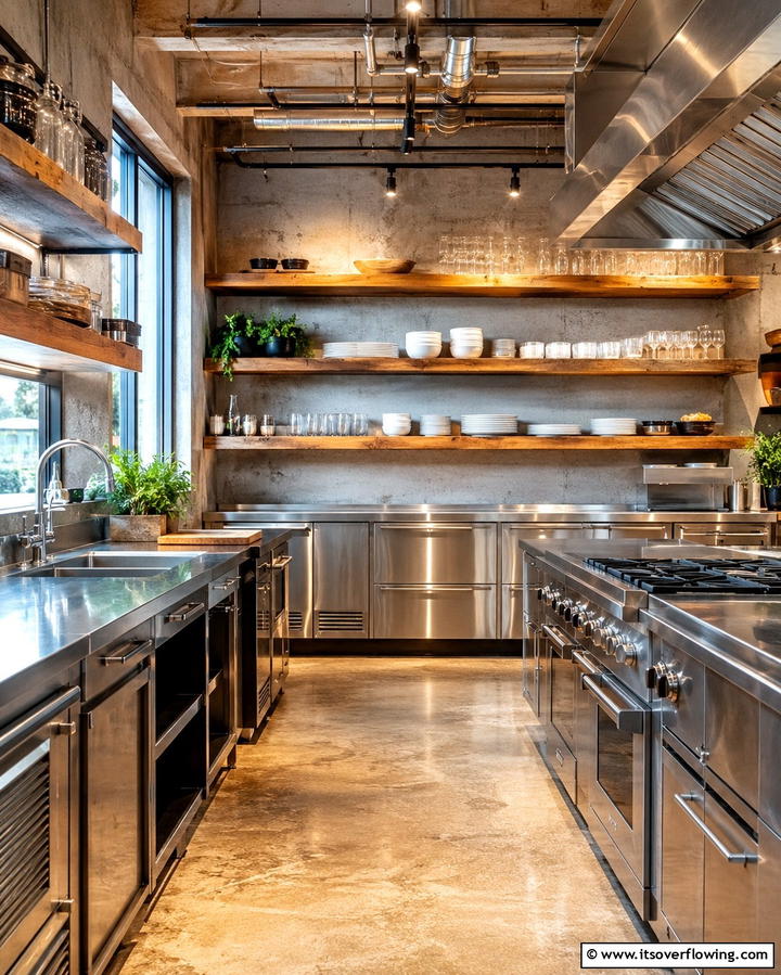 Open Shelving for Easy Accessibility - 25 Industrial Kitchen Ideas for a Modern Look