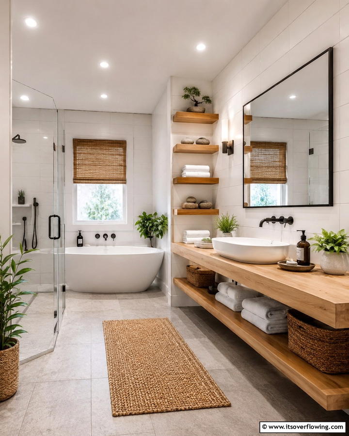 Open Shelving for Organized Simplicity - 20 Zen Bathroom Ideas for a Relaxing Retreat