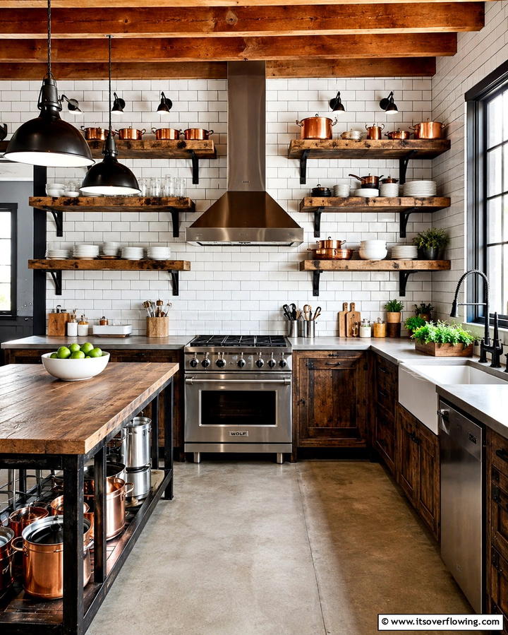 Open Shelving for Practical Storage - 25 Industrial Kitchen Ideas for a Modern Look