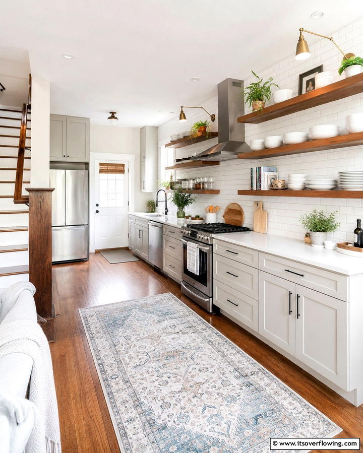 Open Shelving for Visual Appeal - 20 Townhouse Kitchen Ideas for Small Spaces