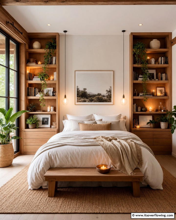Open Shelving for a Customized Look - 17 Romantic Bedroom Ideas for Intimate and Cozy Retreats