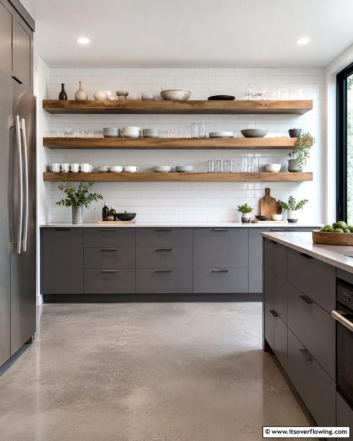 Open Shelving for a Modern Minimalist Look - 25 Small Apartment Ideas for Guys- Stylish & Functional
