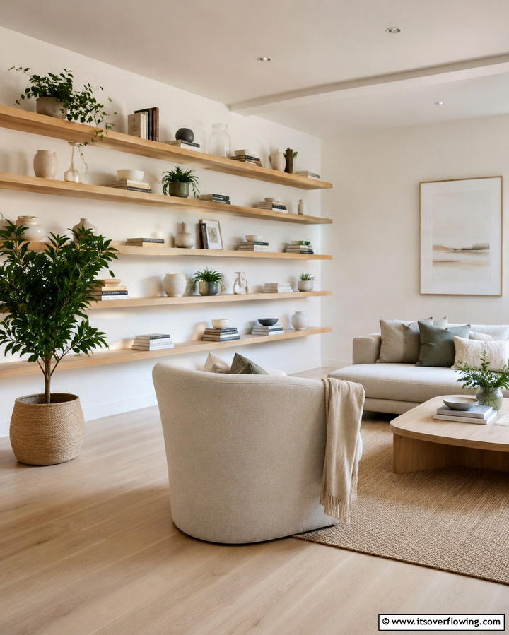 Open Shelving for an Organized Space - 20 Zen Room Ideas for Ultimate Relaxation