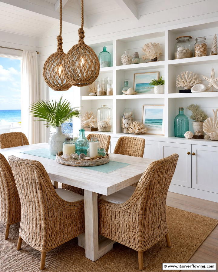 Open Shelving with Beachy Decor - 25 Coastal Dining Room Ideas for a Beachy Vibe